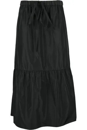Aspesi Nederdel, Dame, Sort, S, Polyester, Lang Taffeta Nederdel med Elastik Talje