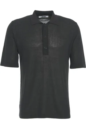 Mauro Grifoni Top, Herre, Sort, M, Sort Strikket Polo Skjorte Kort Ærme