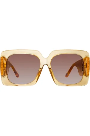 Linda Farrow Tilbehør, Dame, Gul, 61 MM, Firkantede Oversized Solbriller Brun Gradient