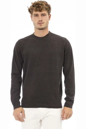 ALPHA STUDIO Top, Herre, Brun, L, Rundhals Langærmet Regular Fit Sweater