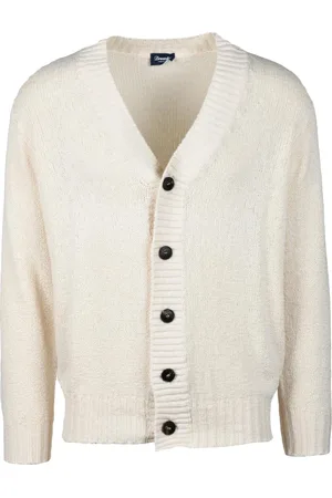 DRUMOHR Strik, Herre, Hvid, L, Bomuld, Bomuld Cardigan