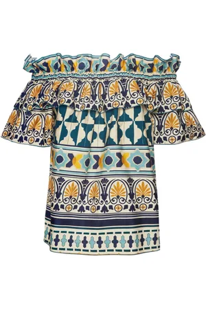 La DoubleJ Bluser & Skjorter, Dame, Flerfarvet, S, Bomuld, Sommer Ruffle Top