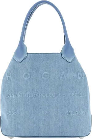 Hogan Taske, Dame, Blå, ONE SIZE, Læder, Denim Læder Shopping Taske Azzurro