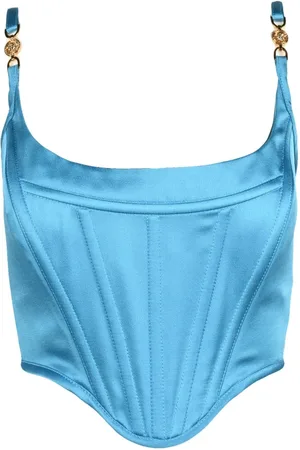 VERSACE Top, Dame, Blå, S, Elegant Top Kollektion - Acetat Viskose