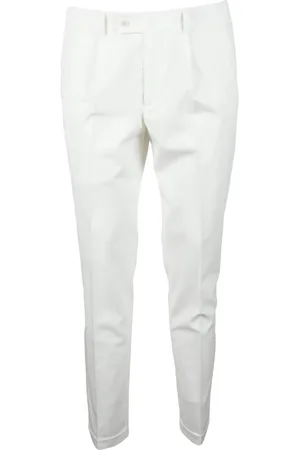 D.A. Daniele Alessandrini Bukser, Herre, Hvid, XS, Uld, Grå Stilfulde Bukser Polyester Viskose Elastan