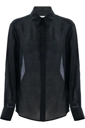 Kocca Bluser & Skjorter, Dame, Sort, S, Gennemsigtig Ramieskjorte med Knapper