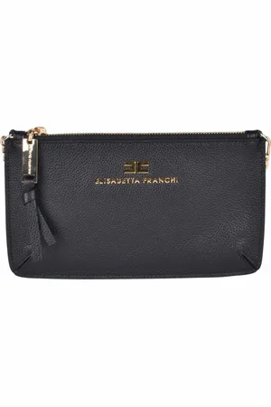 Elisabetta Franchi Taske, Dame, Sort, ONE SIZE, Uld, Læder Skuldertaske med Lynlåslukning
