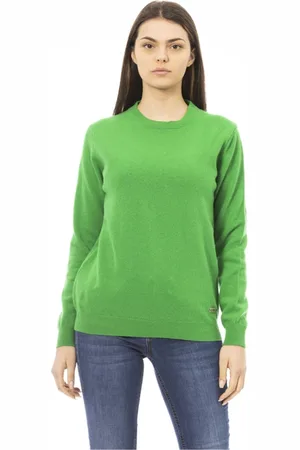 BALDININI Strik, Dame, Grøn, M, Uld, Luksuriøs Monogram Crewneck Sweater