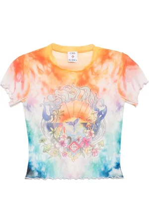 Casablanca Top, Dame, Flerfarvet, XS, Polyester, Multifarvet T-shirt Rund Halsudskæring