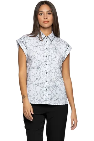 Kocca Bluser & Skjorter, Dame, Hvid, M, Bomuld, Blomstret Bomuldsskjorte