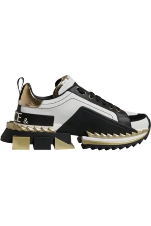 Dolce & Gabbana Sko, Herre, Flerfarvet, 40 EU, Uld, Hvid Guld Sort Læder Sneakers