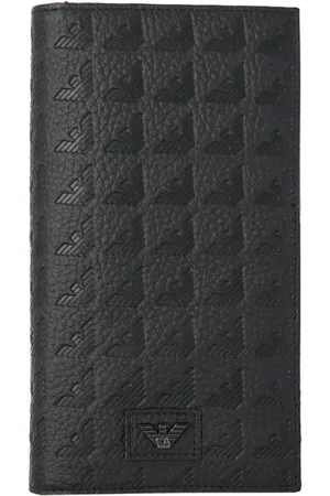 Emporio Armani Tilbehør, Herre, Sort, ONE SIZE, Uld, Sort Læderpung Stilfuldt Model