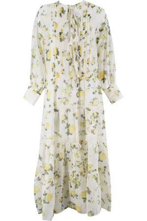 ERMANNO SCERVINO Kjole, Dame, Flerfarvet, XS, Bomuld, Blomstret Lang Kjole med Blonder