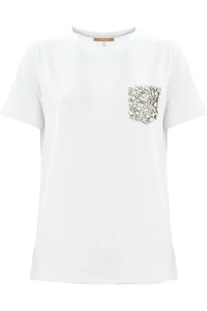 Kocca Top, Dame, Hvid, M, Bomuld, T-shirt med rhinsten applikationer