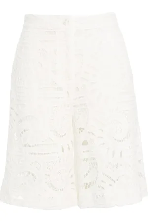 Kaos Shorts, Dame, Hvid, XS, Bomuld, Hvid Bermuda med Perforeret Broderi