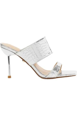 Twentyfour Sko, Dame, Grå, 41 EU, Sølv Croc High Heel Sandaler