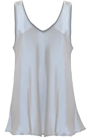 Kocca Top, Dame, Grå, XS, Silke Vest Top med Flæsekanter