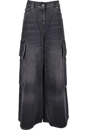 Palm Angels Jeans, Dame, Grå, W26, Bomuld, Brede Jeans