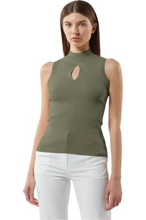 Silvian Heach Strik, Dame, Grøn, XS, Nylon, Top ærmeløs i strik med cut-out