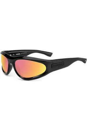Dsquared2 Tilbehør, unisex, Sort, 67 MM, Irregulære wrap solbriller med spejllinser