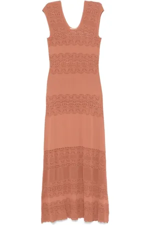 Twin-Set Kjole, Dame, Brun, M, Uld, Brun Kjole Elegant Silhuet