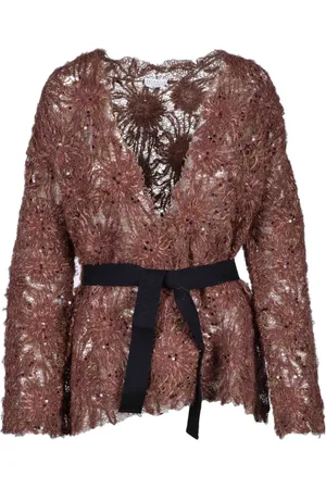Brunello Cucinelli Strik, Dame, Brun, M, Bomuld, Paillet Cardigan Sweater