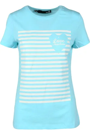 Moschino Top, Dame, Blå, XS, Bomuld, Bomuld T-shirt med Stilfuldt Design