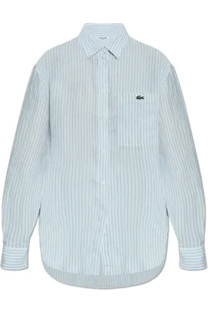 Lacoste Bluser & Skjorter, Dame, Blå, M, Uld, Skjorte med logo