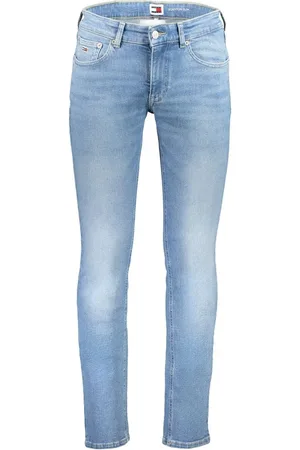 Tommy Hilfiger Jeans, Herre, Blå, W28 L32, Bomuld, Slim Jeans, Vasket Effekt, Knap, Lynlås