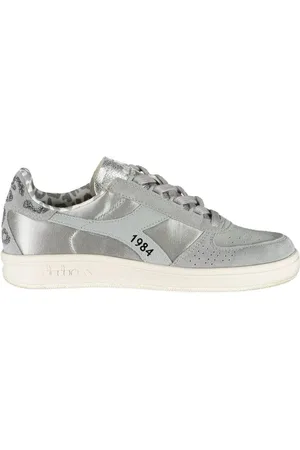 Diadora Sko, Dame, Grå, 35 1/2 EU, Bomuld, Skinnende Grå Snøresneakers