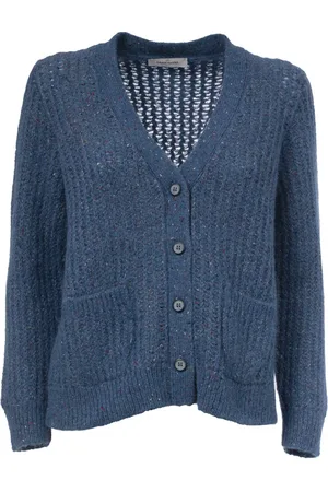 Gran Sasso Strik, Dame, Blå, XS, Uld, Cardigan med knapper og forlommer