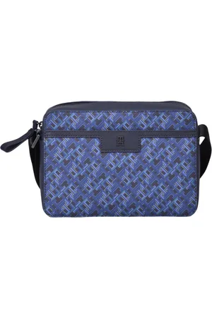 Tommy Hilfiger Taske, Herre, Blå, ONE SIZE, Uld, Stilfuld Crossbody Taske med Lynlås Lukning