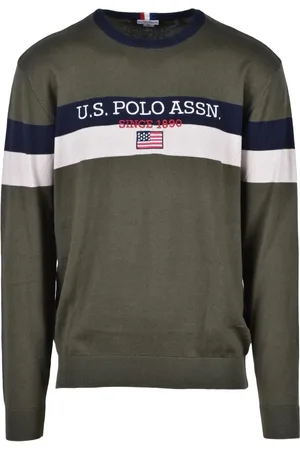 U.S. Polo Assn. Strik, Herre, Grøn, 4XL, Bomuld, Bomuld Cashmere Strik Trøje