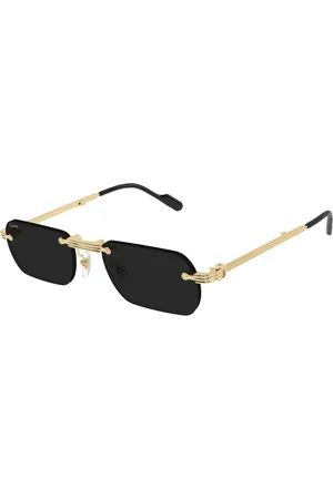 Cartier Tilbehør, unisex, Gul, 55 MM, Uld, Foldbare solbriller med glat guld finish