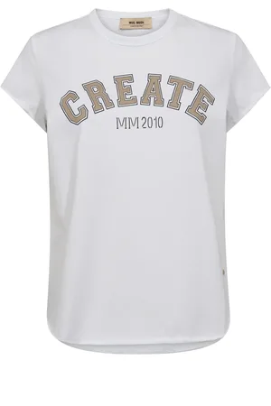 Mos Mosh Top, Dame, Hvid, S, Bomuld, Smart Print Tee Top Kort Ærme