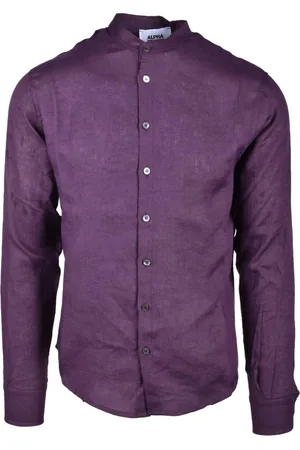 ALPHA STUDIO Skjorte, Herre, Lilla, 2XL, Linned, Linnedskjorte Klassisk Stil