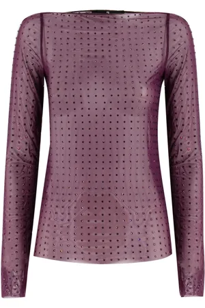 Pinko Top, Dame, Lilla, L, Blonder Glitter Langærmet Skjorte