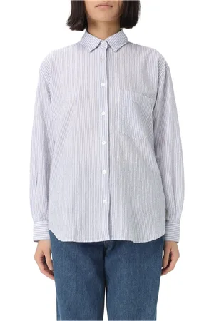 Woolrich Bluser & Skjorter, Dame, Blå, S, Uld, Seersucker Skjorte