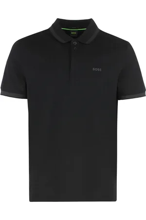 HUGO BOSS Top, Herre, Sort, L, Bomuld, Bomuld Polo Skjorte Ribbede Kanter Regular Fit