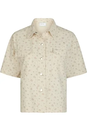 Neo Noir Bluser & Skjorter, Dame, , L, Denim, Blomstret Denim Skjorte Off White