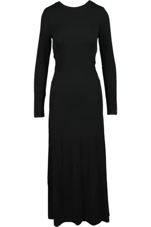 Twin-Set Kjole, Dame, Sort, S, Polyester, Lang Jersey Kjole med Slim Fit