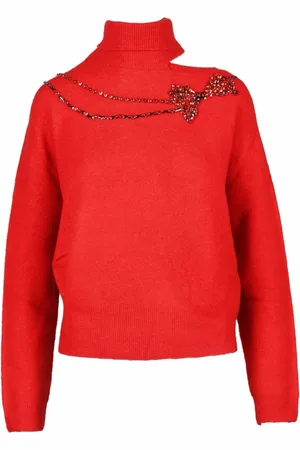 Liu Jo Strik, Dame, Rød, L, Uld, Stilfuld Strikbluse Blanding