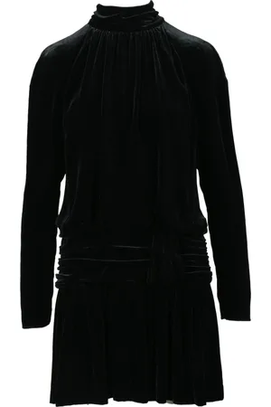 Alberta Ferretti Kjole, Dame, Sort, XS, Velvet Kort Kjole med Lynlås Lukning