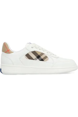 Burberry Sko, Dame, Hvid, 40 EU, Læder, Tjek Print Læder Sneakers