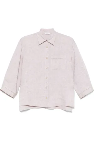 PESERICO SIGN Bluser & Skjorter, Dame, Lilla, M, Linned, Beige Linned Skjorte Dametøj