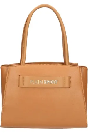 Philipp Plein Taske, Dame, Brun, ONE SIZE, Læder, Shoppingtaske med sølv gummilogo