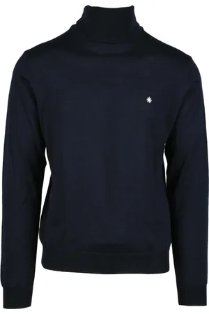 Manuel Ritz Strik, Herre, Blå, S, Uld, Uld Høj Hals Underjakke Sweater