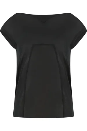 Rick Owens Top, Dame, Sort, XS, Silke Viskose Bland T-shirt Rå Kant