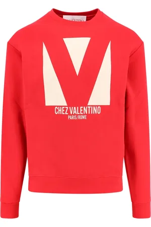 VALENTINO Sweathshirts & Hoodies, Herre, Rød, M, Bomuld, Rød Afslappet Bomuldssweater