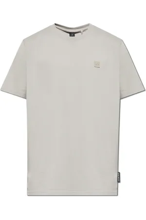 Moose Knuckles Top, Herre, Grå, S, Bomuld, T-shirt med logo patch
